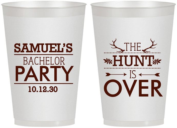 Personalized Bachelor Party 12 oz Frosted Cups - Hunt Is Over | 40084