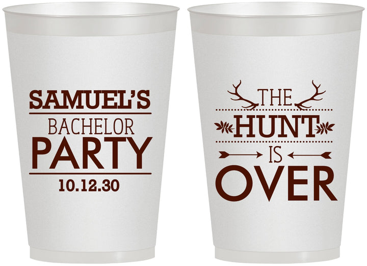 Personalized Bachelor Party 12 oz Frosted Cups - Hunt Is Over | 40084