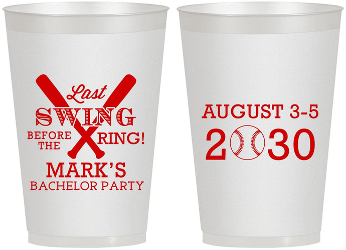 Personalized Bachelor Party 12 oz Frosted Cups - Baseball | 40086