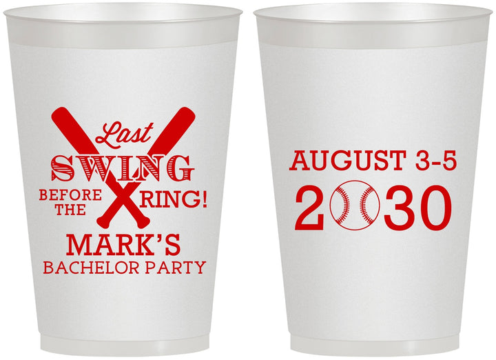 Personalized Bachelor Party 12 oz Frosted Cups - Baseball | 40086