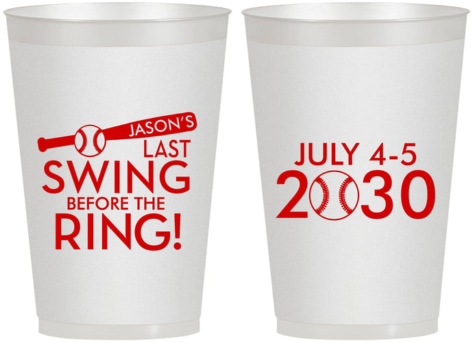 Personalized Bachelor Party 12 oz Frosted Cups - Baseball | 40087