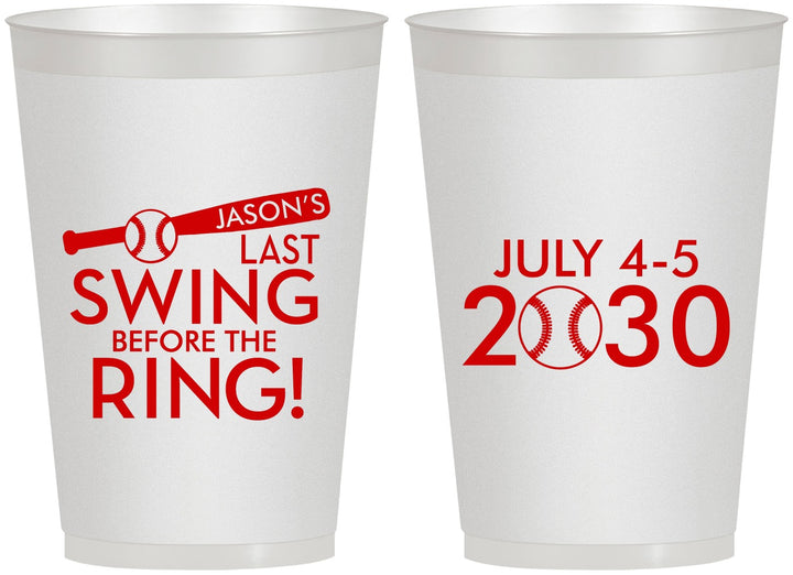 Personalized Bachelor Party 12 oz Frosted Cups - Baseball | 40087