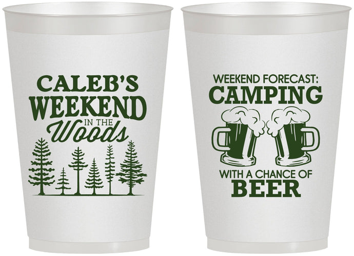 Personalized Bachelor Party 12 oz Frosted Cups - Camping | 40091