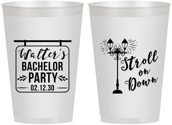 Personalized Bachelor Party 12 oz Frosted Cups - Mardi Gras | 40092