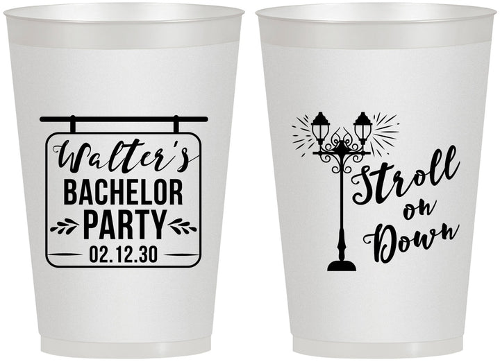 Personalized Bachelor Party 12 oz Frosted Cups - Mardi Gras | 40092