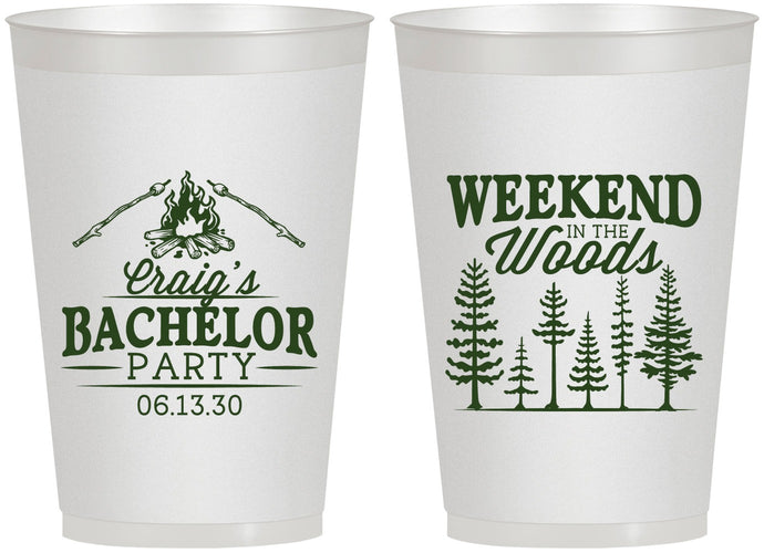 Personalized Bachelor Party 12 oz Frosted Cups - Camping | 40093