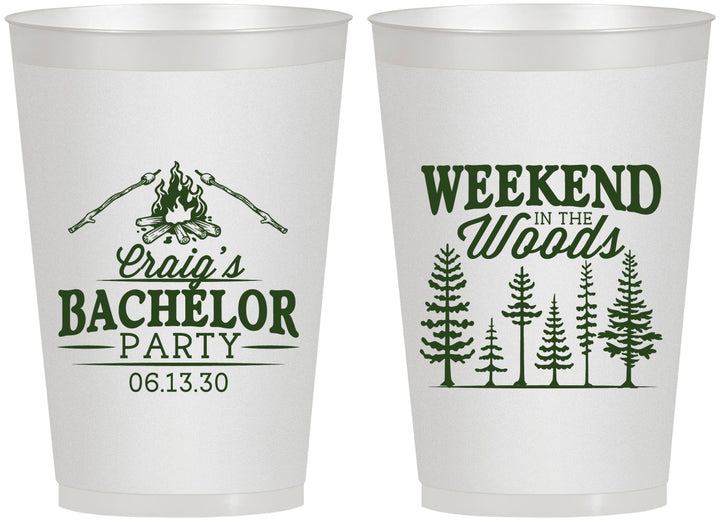 Personalized Bachelor Party 12 oz Frosted Cups - Camping | 40093