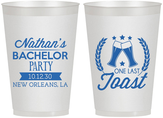 Personalized Bachelor Party 12 oz Frosted Cups - One Last Toast | 40095
