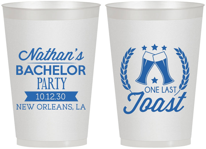 Personalized Bachelor Party 12 oz Frosted Cups - One Last Toast | 40095