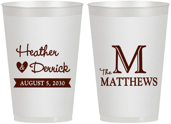 Personalized Wedding 12 oz Frosted Cups - Monogram | 402