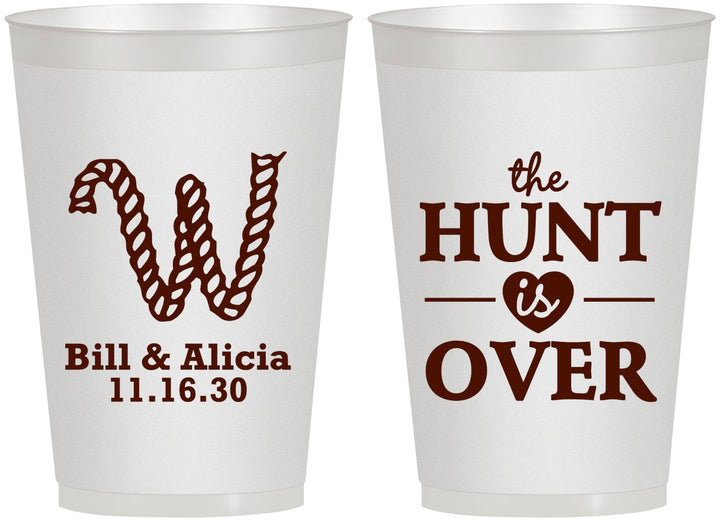 Personalized Wedding 12 oz Frosted Cups - Monogram Hunt Is Over | 406