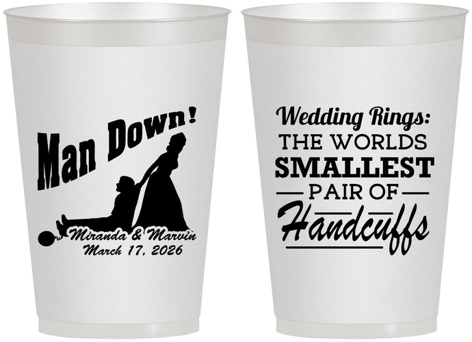Personalized Wedding 12 oz Frosted Cups - Man Down | 407