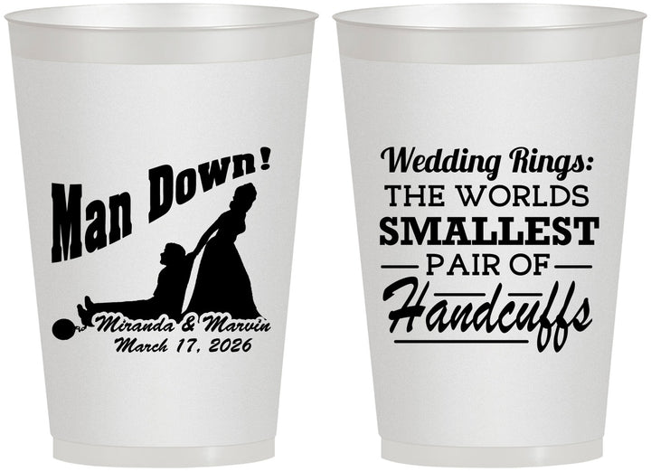Personalized Wedding 12 oz Frosted Cups - Man Down | 407