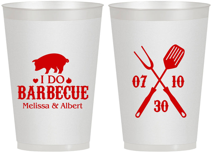 Personalized Wedding 12 oz Frosted Cups - I Do Barbecue Bbq | 410