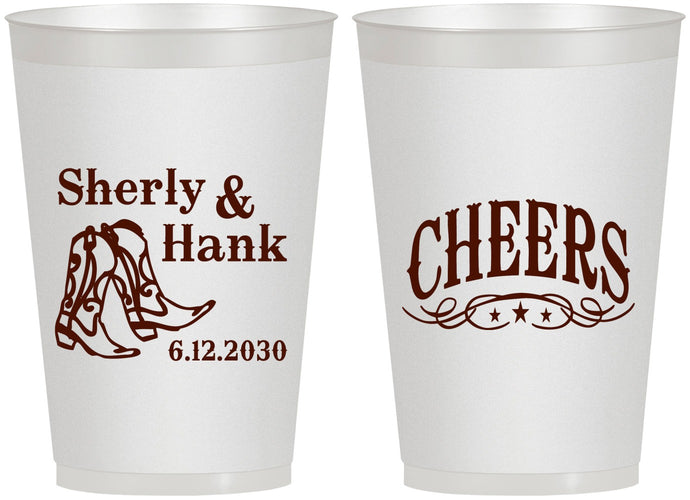 Personalized Wedding 12 oz Frosted Cups - Cheers Cowboy | 411