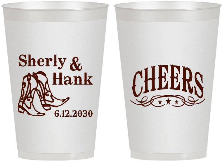 Personalized Wedding 12 oz Frosted Cups - Cheers Cowboy | 411