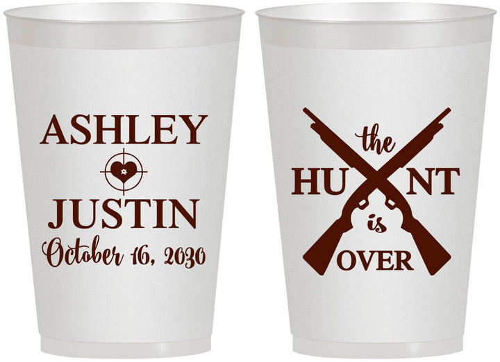 Personalized Wedding 12 oz Frosted Cups - The Hunt Is Over | 412