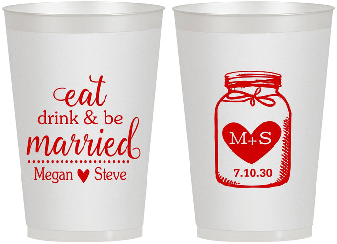 Personalized Wedding 12 oz Frosted Cups - Mason Jar | 415