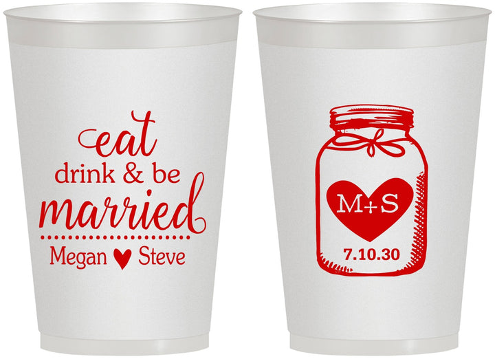 Personalized Wedding 12 oz Frosted Cups - Mason Jar | 415