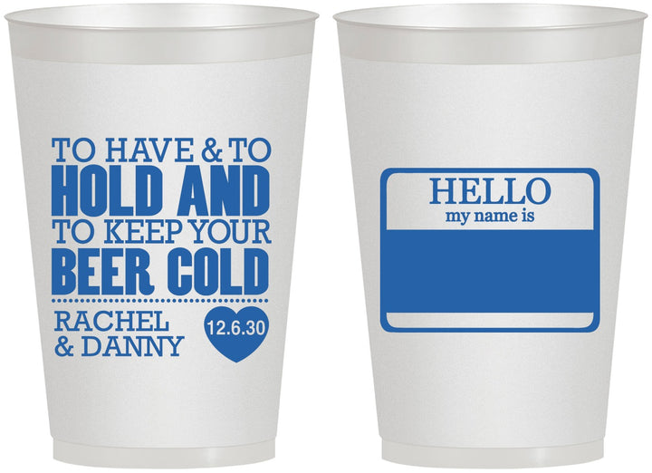 Personalized Wedding 12 oz Frosted Cups - Hello My Name Is | 418