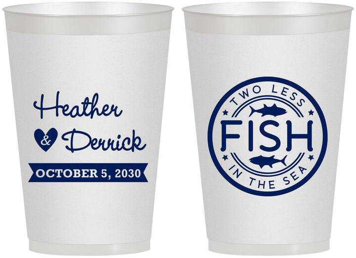 Personalized Wedding 12 oz Frosted Cups - Two Less Fish In The Sea | 420