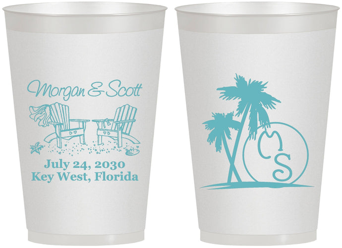 Personalized Wedding 12 oz Frosted Cups - Beach | 423