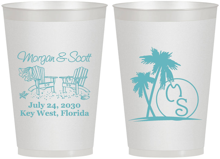 Personalized Wedding 12 oz Frosted Cups - Beach | 423