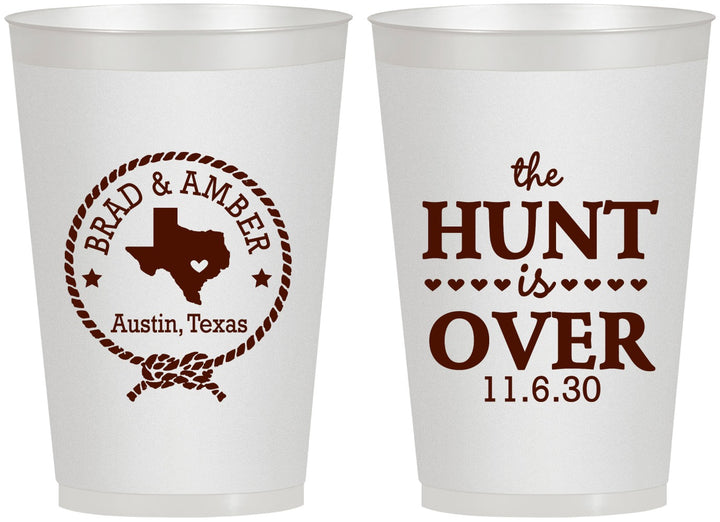 Personalized Wedding 12 oz Frosted Cups - The Hunt Is Over | 426