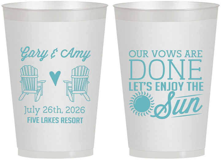 Personalized Wedding 12 oz Frosted Cups - Vows Are Done Enjoy Sun | 428