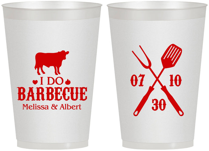 Personalized Wedding 12 oz Frosted Cups - I Do Barbecue Bbq | 433