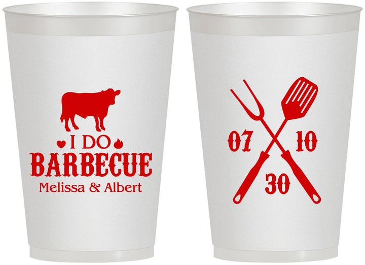 Personalized Wedding 12 oz Frosted Cups - I Do Barbecue Bbq | 433