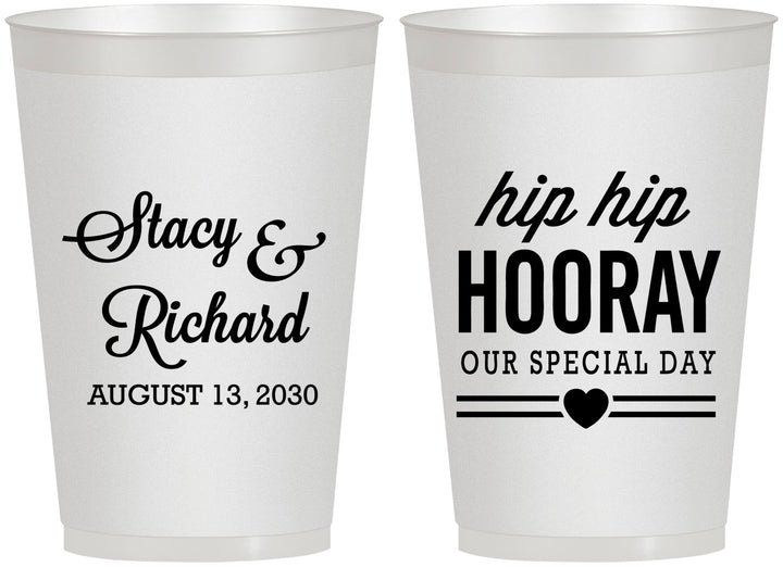 Personalized Wedding 12 oz Frosted Cups - Hip Hop Hooray | 436