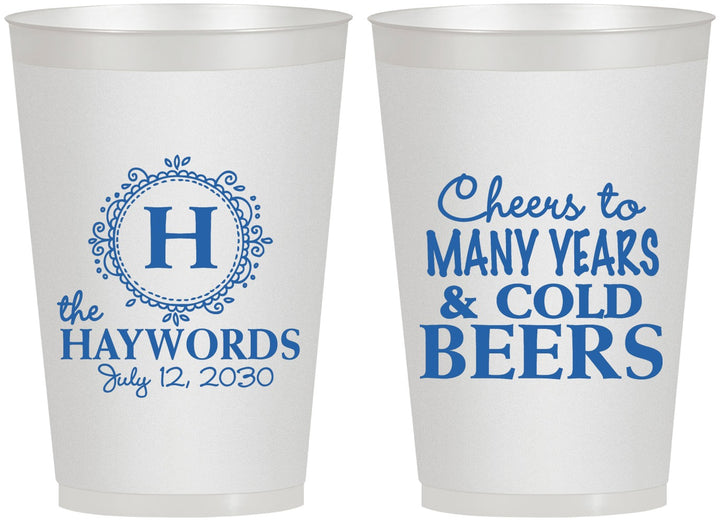 Personalized Wedding 12 oz Frosted Cups - Cheers To Cold Beers | 439