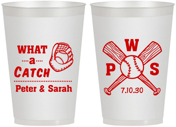 Personalized Wedding 12 oz Frosted Cups - Baseball | 443