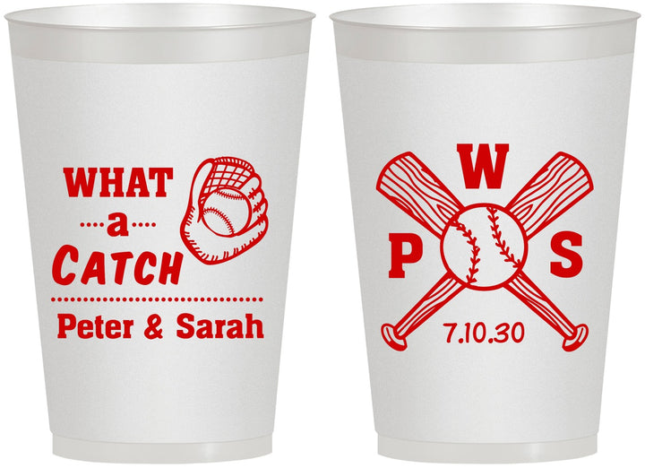 Personalized Wedding 12 oz Frosted Cups - Baseball | 443