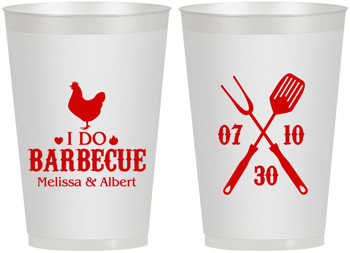 Personalized Wedding 12 oz Frosted Cups - I Do Barbecue Bbq | 445