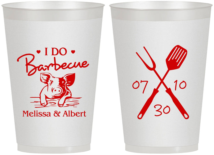Personalized Wedding 12 oz Frosted Cups - I Do Barbecue Bbq | 446