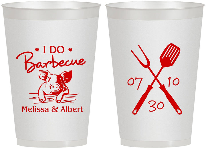 Personalized Wedding 12 oz Frosted Cups - I Do Barbecue Bbq | 446
