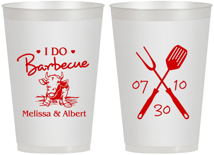 Personalized Wedding 12 oz Frosted Cups - I Do Barbecue Bbq | 447