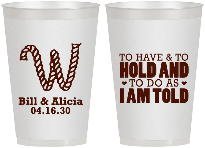 Personalized Wedding 12 oz Frosted Cups - To Have And To Hold | 449