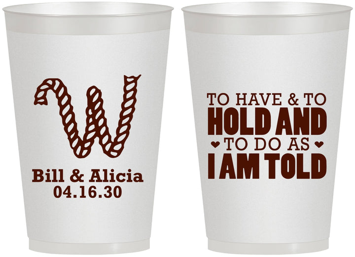Personalized Wedding 12 oz Frosted Cups - To Have And To Hold | 449