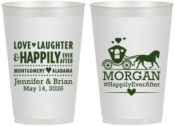 Personalized Wedding 12 oz Frosted Cups - Happily Ever After | 452
