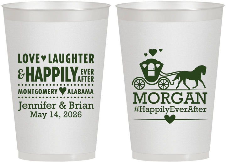 Personalized Wedding 12 oz Frosted Cups - Happily Ever After | 452