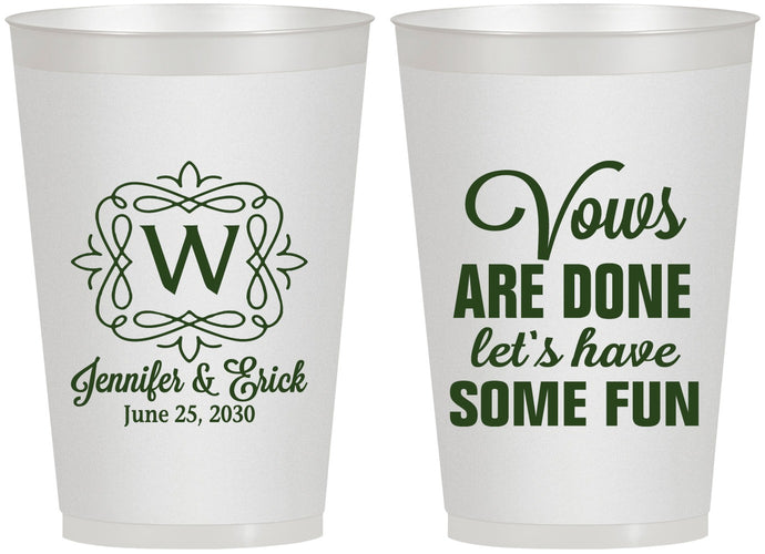 Personalized Wedding 12 oz Frosted Cups - Vows Are Done Have Fun | 460