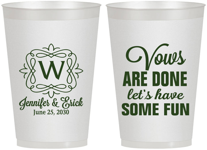 Personalized Wedding 12 oz Frosted Cups - Vows Are Done Have Fun | 460