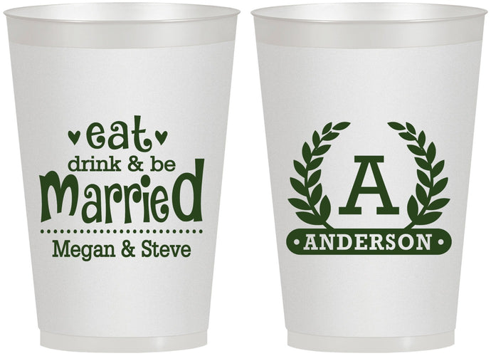 Personalized Wedding 12 oz Frosted Cups - Monogram | 464