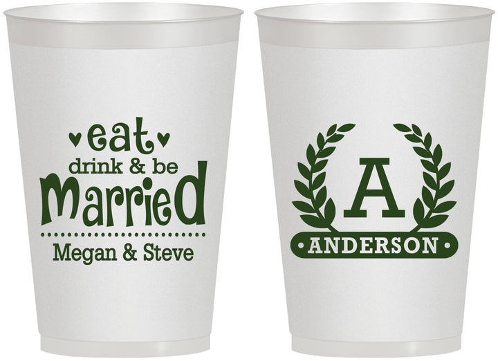 Personalized Wedding 12 oz Frosted Cups - Monogram | 464