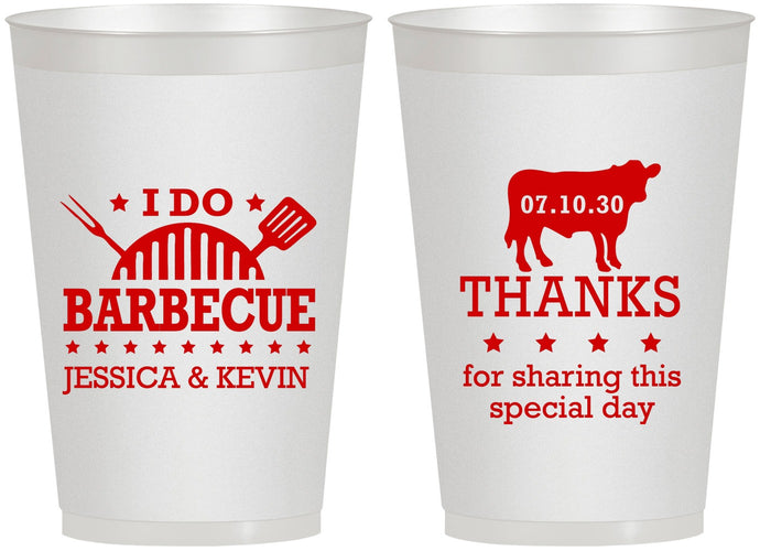 Personalized Wedding 12 oz Frosted Cups - I Do Barbecue Bbq | 468
