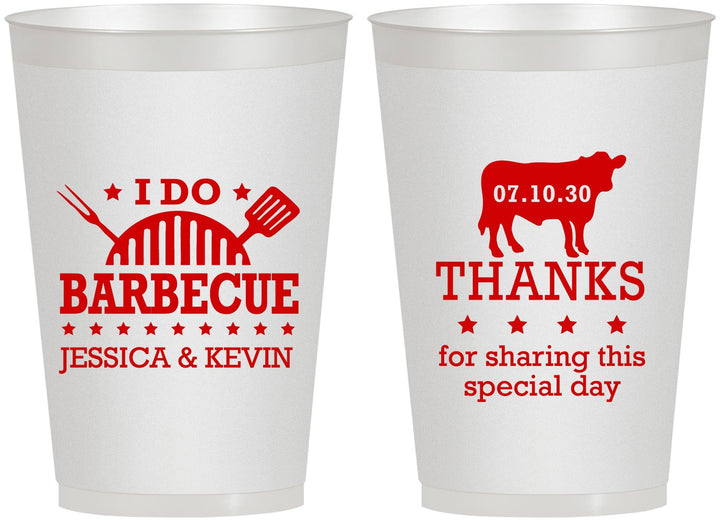 Personalized Wedding 12 oz Frosted Cups - I Do Barbecue Bbq | 468