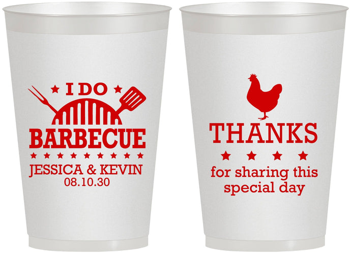 Personalized Wedding 12 oz Frosted Cups - I Do Barbecue Bbq | 469